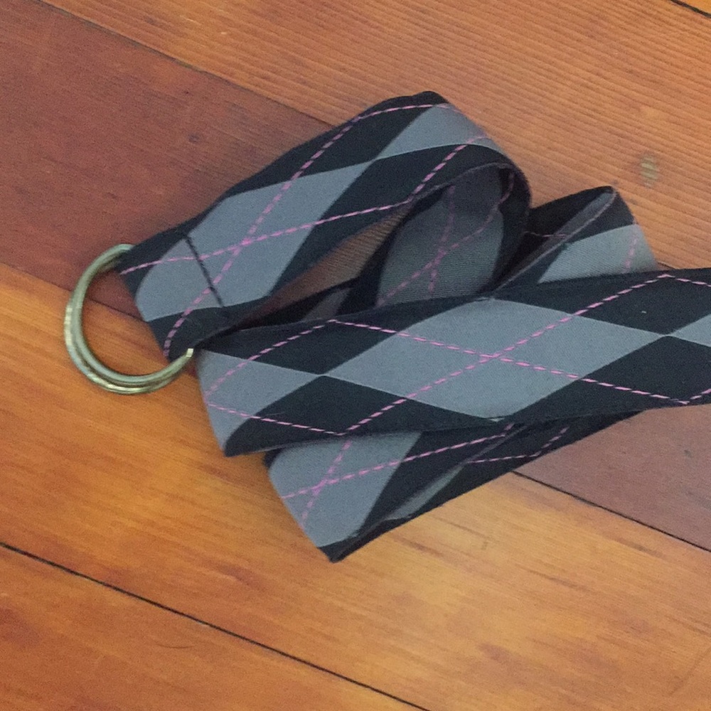 J Crew argyle belt, black & pink - size S/M